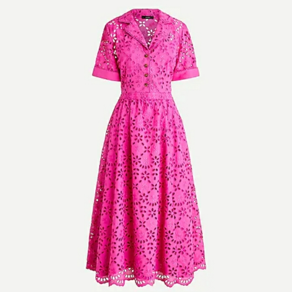 NWT J. Crew Short Sleeve A-line Eyelet Dress - Picture 2 of 14